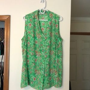 Sleeveless blouse Rose and olive polyester material